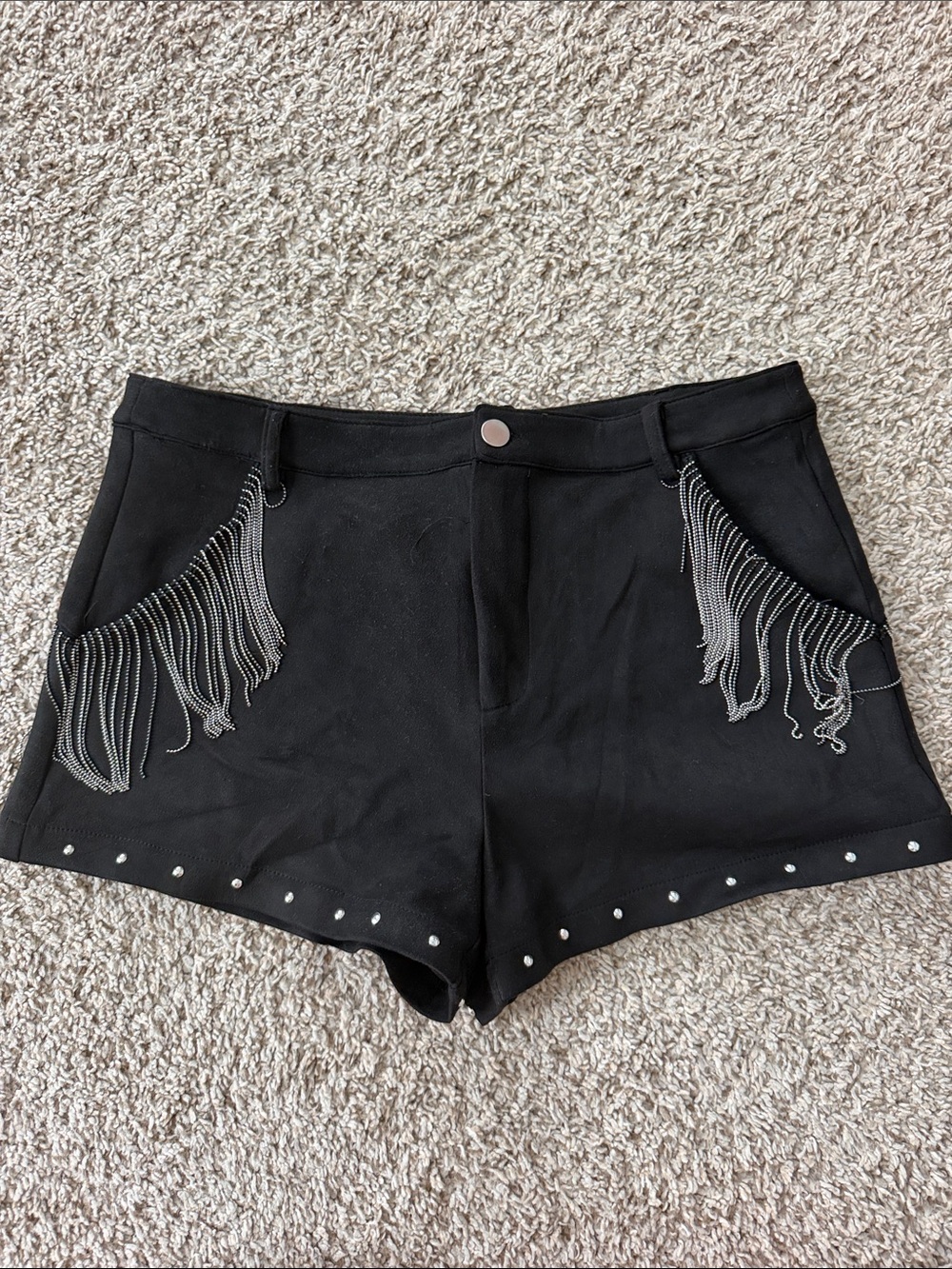 Black Women's Fringe Accent Shorts